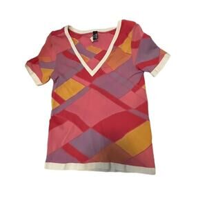Wolford multicolored geometric sheer top size small
